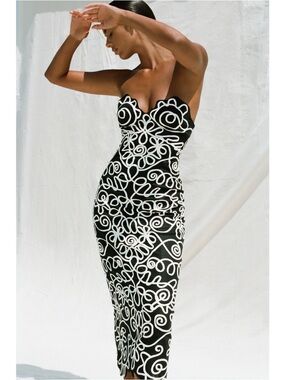 NWOT Mara Hoffman Midi Strapless Cotton-Blend Embroidered Stella Dress